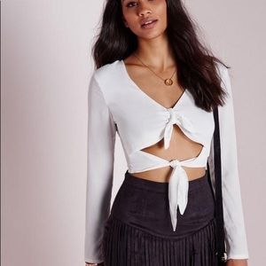 Adorable Double Tie Long Sleeve Crop Top